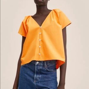 MNG Oversized Orange Blouse 100% Cotton NWT Size M